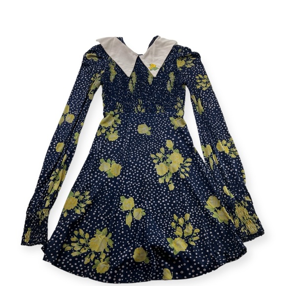 Dresses & Skirts - 80s 90s vintage women’s blue floral polka dot mini dress S L76-46